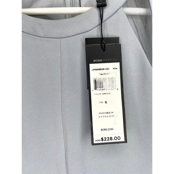 BCBG ALYCIA Cocktail Dress Sheer Cut Out Mini Smoke Gray NWT 6 - Picture 9 of 11